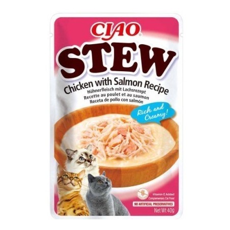 Ciao Stew Chicken Salmon märgtoit kassidele 40g