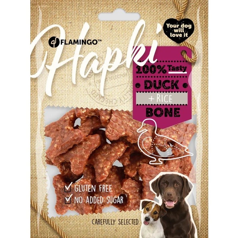 Flamingo Hapki Duck + Rice Bone närimismaius koerale 170g
