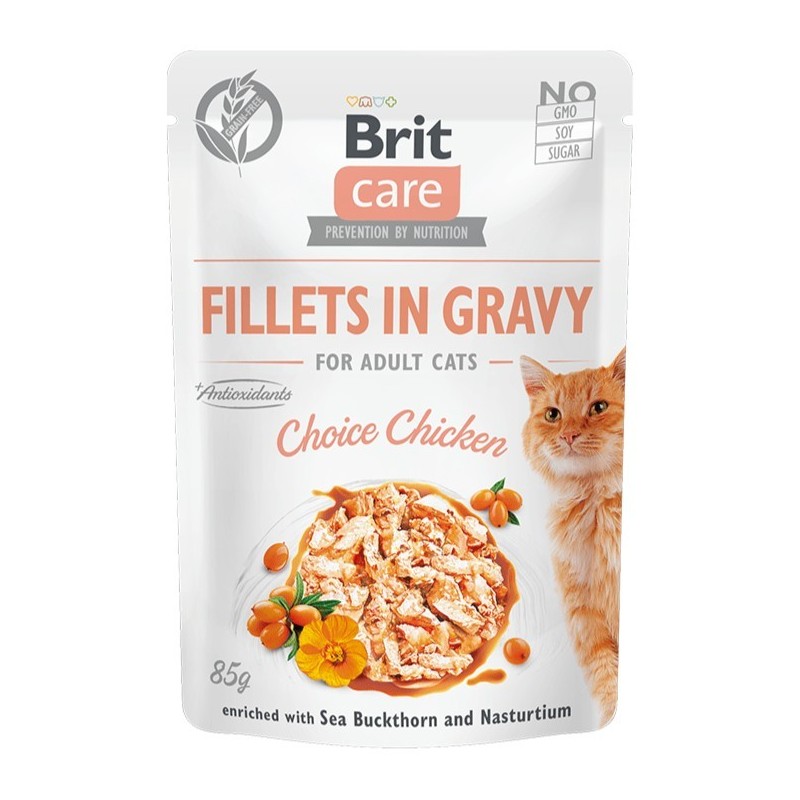 Brit Care Fillets in Gravy Choice Chicken märgtoit kassidele 85g