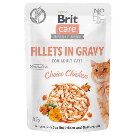 Brit Care Fillets in Gravy Choice Chicken märgtoit kassidele 85g