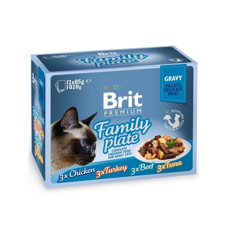 Brit Premium Delicate Gravy Family multipakk märgtoit kassidele 12x85g