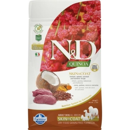 Farmina N&D Quinoa Skin & Coat kuivtoit koerale ulukilihaga 2,5kg