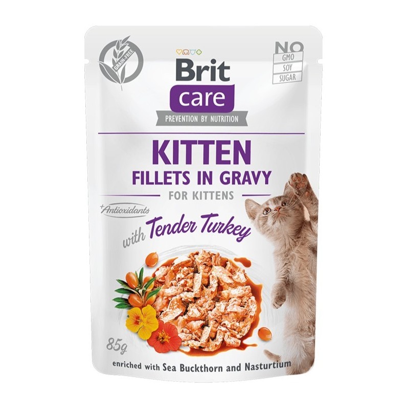 Brit Care Fillets in Gravy Turkey Kitten märgtoit kassipoegadele 85g