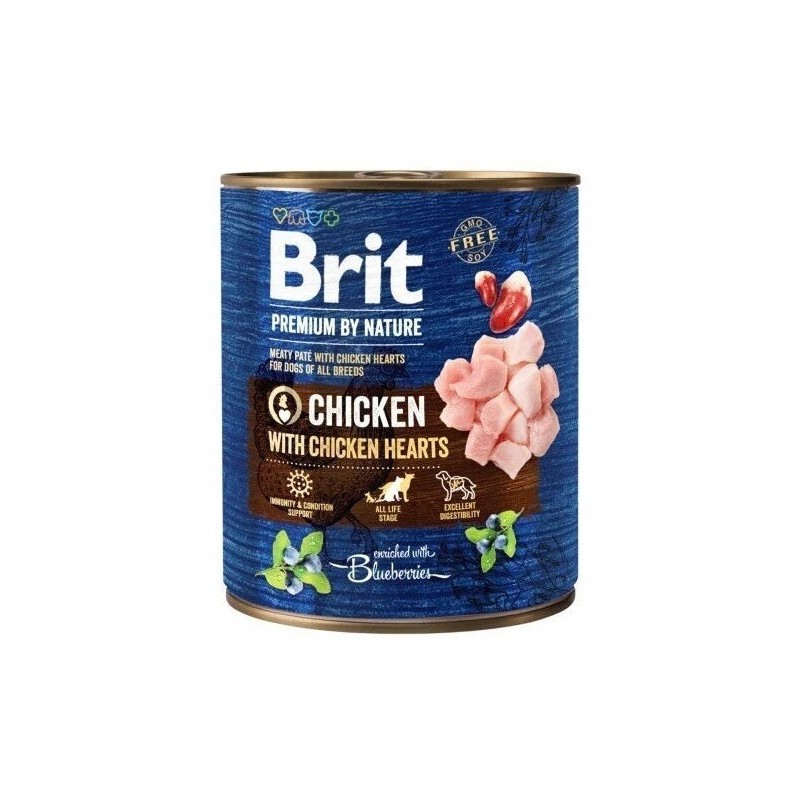 Brit Premium by Nature konserv Chicken with Hearts koertele 800g