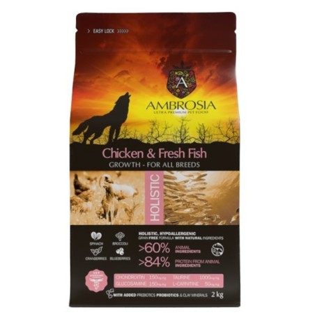 Ambrosia värske kala ja kana kutsikatele 6kg 3x2kg