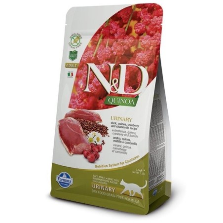 Farmina N&D Quinoa Urinary kuivtoit kassile pardiliha ja jõhvikatega 1,5kg