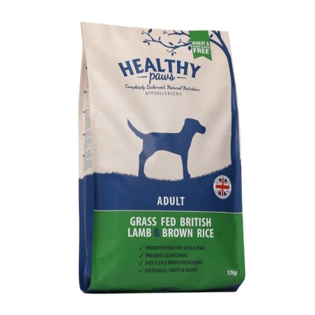 Healthy Paws Briti lambaliha ja pruun riis 12kg 6x2kg