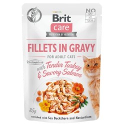 Brit Care Fillets in Gravy Turkey & Salmon märgtoit kassidele 85g