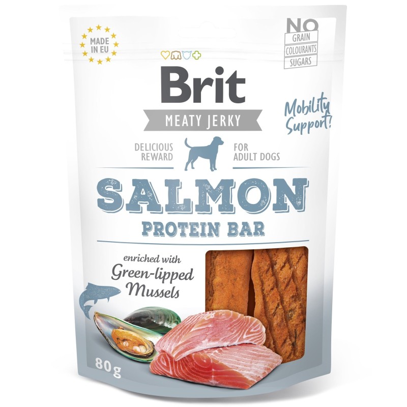 Brit Jerky Salmon Protein Bar Snack närimismaius koertele 80g