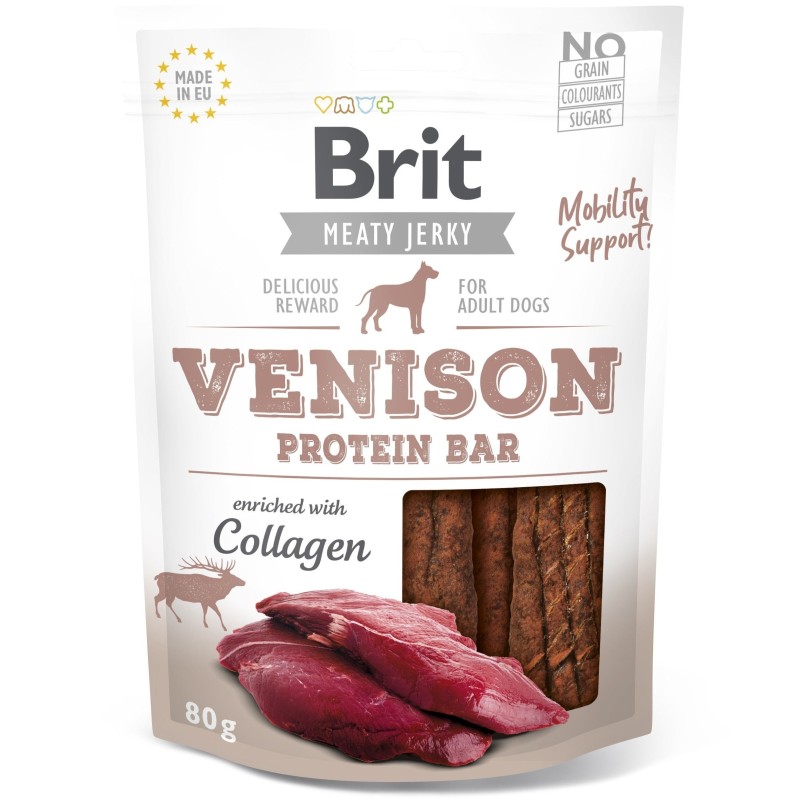 Brit Jerky Venison Protein Bar Snack närimismaius koertele 80g