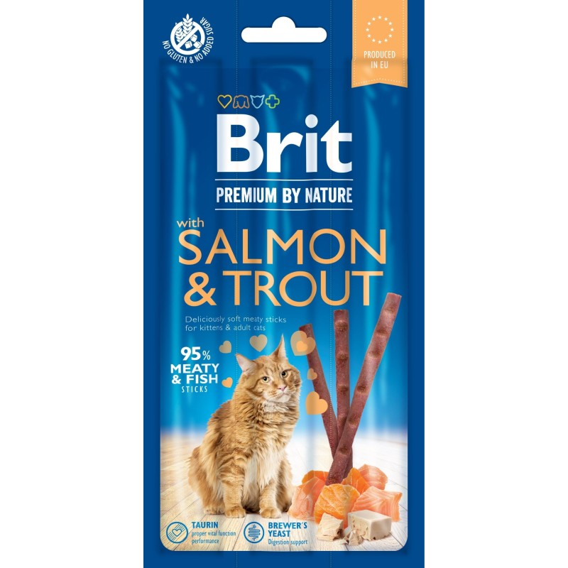 Brit Premium Cat Snack Salmon & Trout maius kassile 3tk 15g