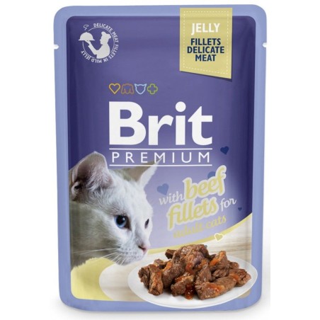 Brit Premium einekotike kassile Delicate Fillets in Jelly with Beef 85g