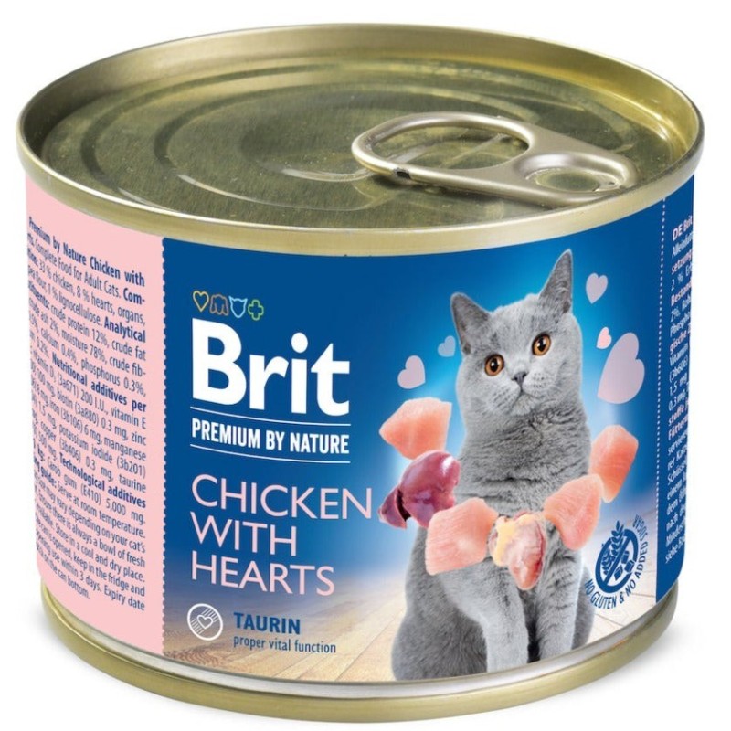 Brit Premium konserv kassile Chicken with Hearts 200g