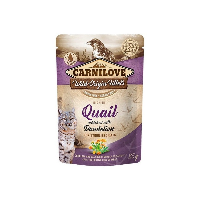 Carnilove Cat Pouch Quail with Dandelion einekotike steriliseeritud kassidele 85g