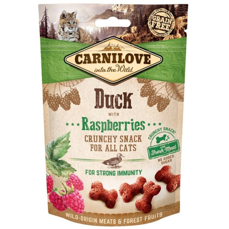 Carnilove Cat Snack Duck Raspberries närimismaius kassile 50g