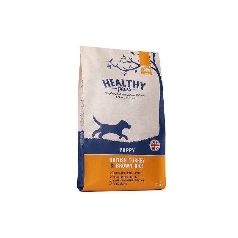 Healthy Paws koeratoit Briti kalkun ja pruun riis kutsikatele 12kg
