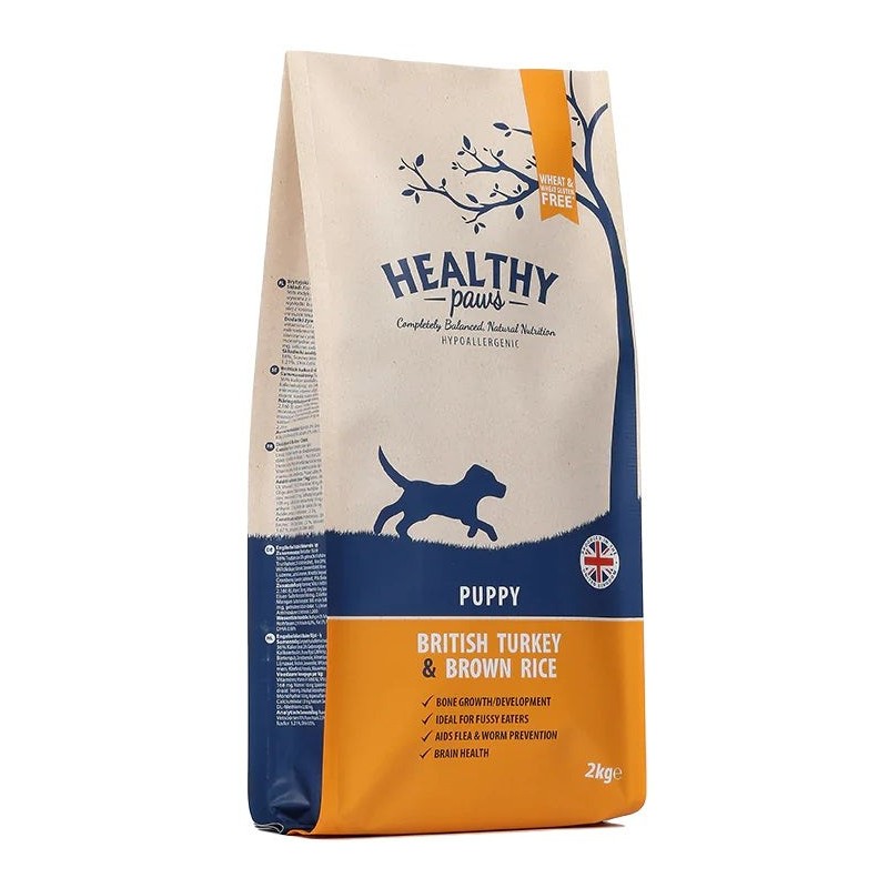 Healthy Paws koeratoit Briti kalkun ja pruun riis kutsikatele 2kg