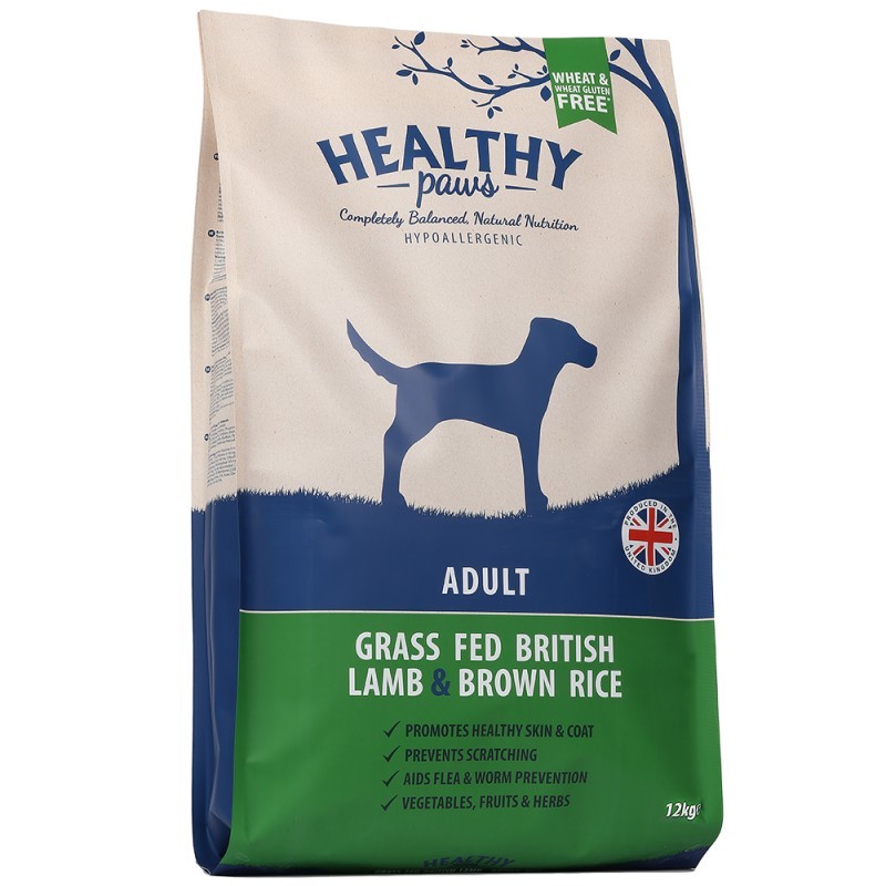 Healthy Paws koeratoit Briti lambaliha ja pruun riis 12kg