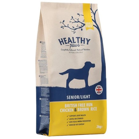 Healthy Paws koeratoit Briti vabapidamise kana ja pruun riis seenioritele 2kg