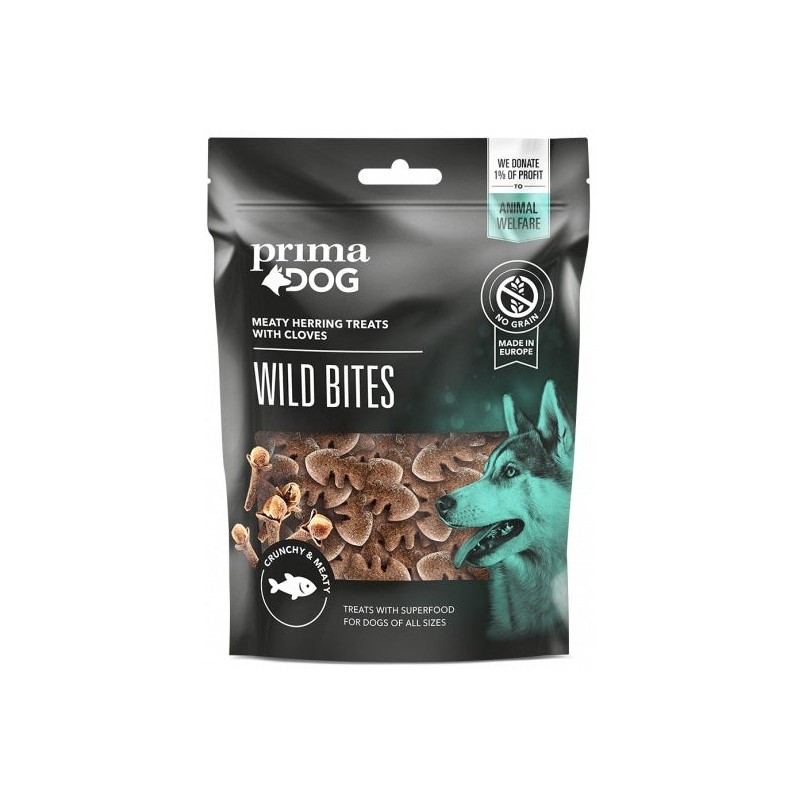 PrimaDog Wild Bites Crunchy maiused koertele heeringas nelgiga 100g