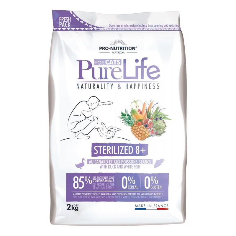 Pure Life Cat Sterilized 8+ Pardiliha ja Valge kalaga Eakatele kassidele 8kg 4x2kg