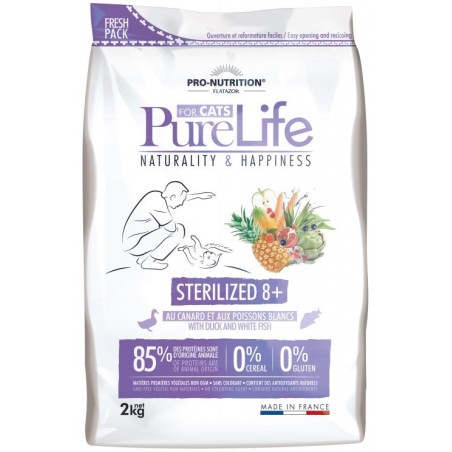 Pure Life Cat Sterilized 8+ Pardiliha ja Valge kalaga Eakatele kassidele 8kg 4x2kg