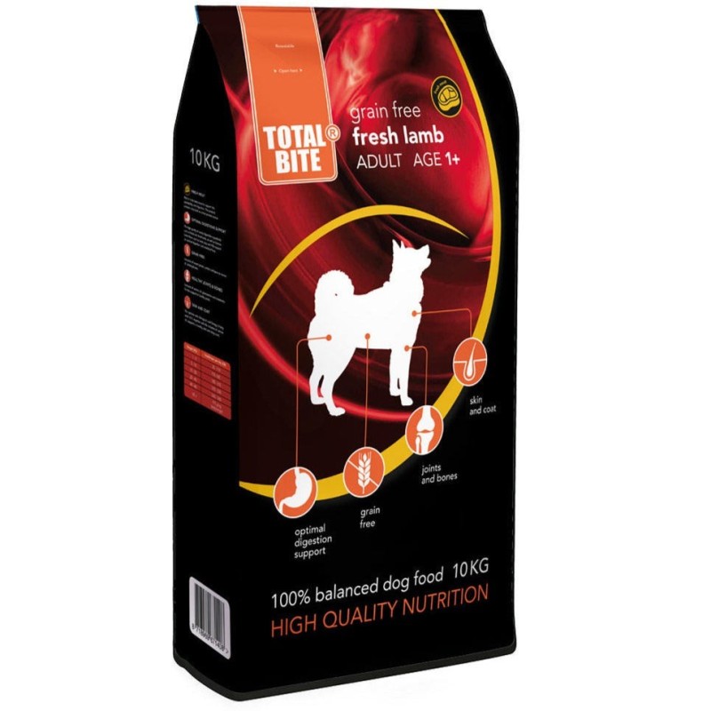 Total Bite Dog Adult teraviljavaba koeratoit värske lambalihaga 10 kg