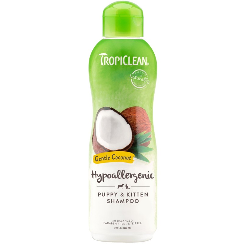 TropiClean looduslik seebivaba õrnatoimeline šampoon allergikutele, kutsikatele ja kassipoegadele 355ml